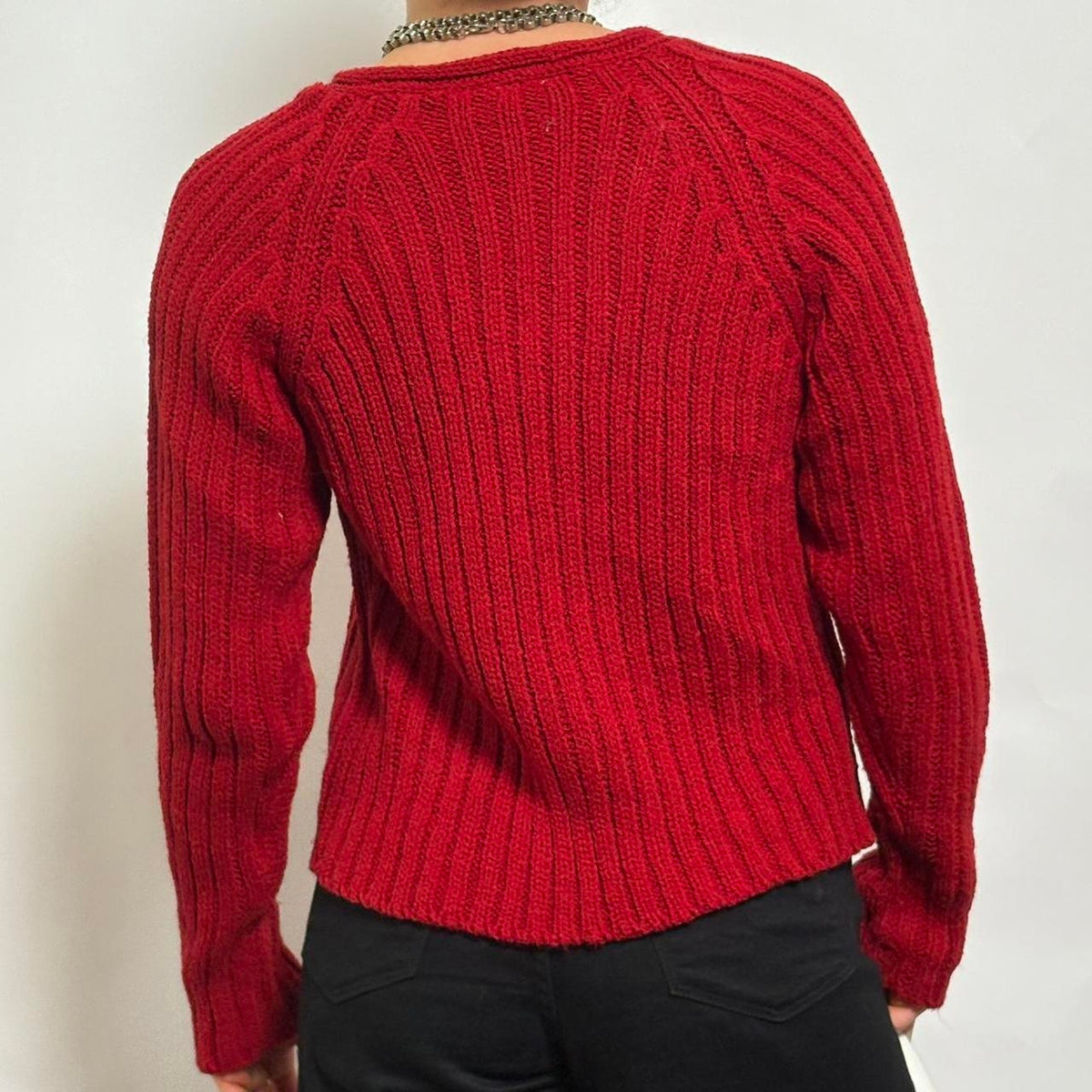 Ricki's Cherry Red Chunky V-Neck Sweater - Small