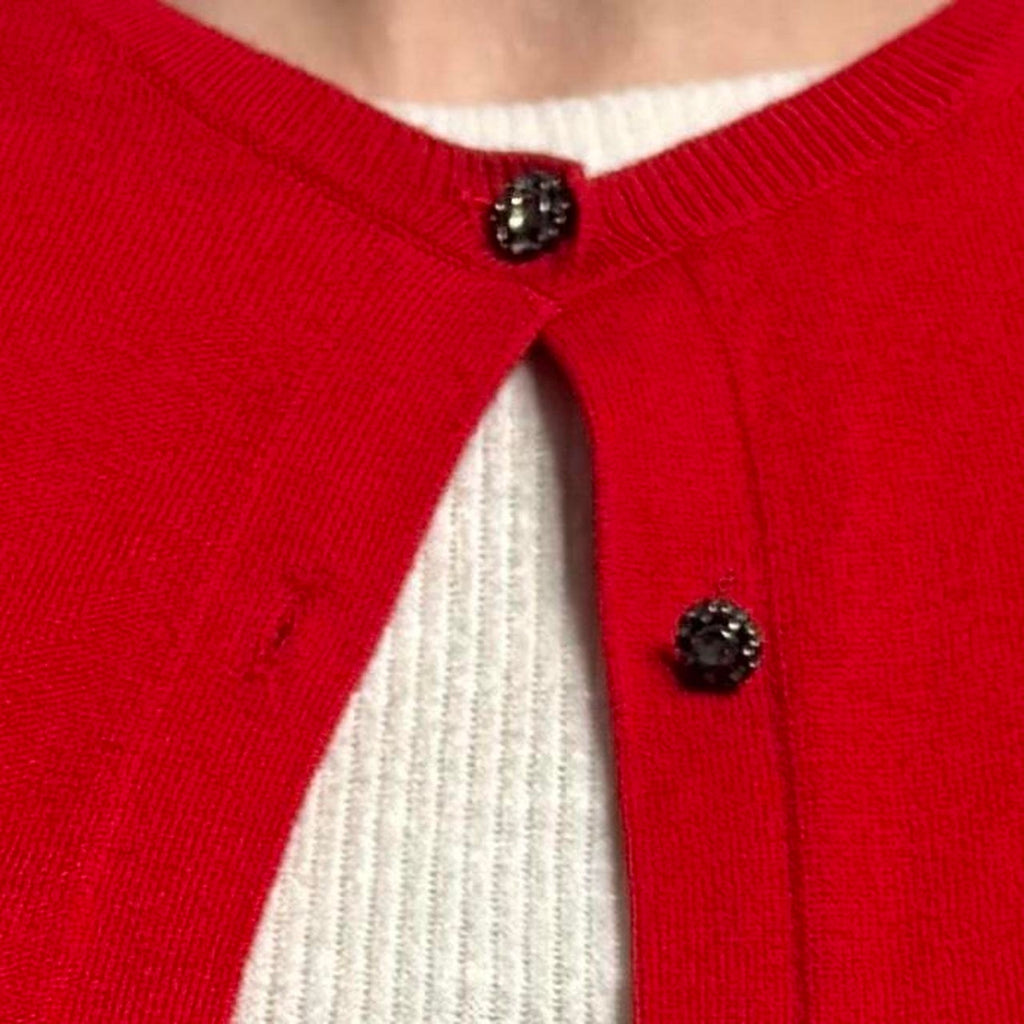 Banana Republic Red Crewneck Cardigan - Size Small