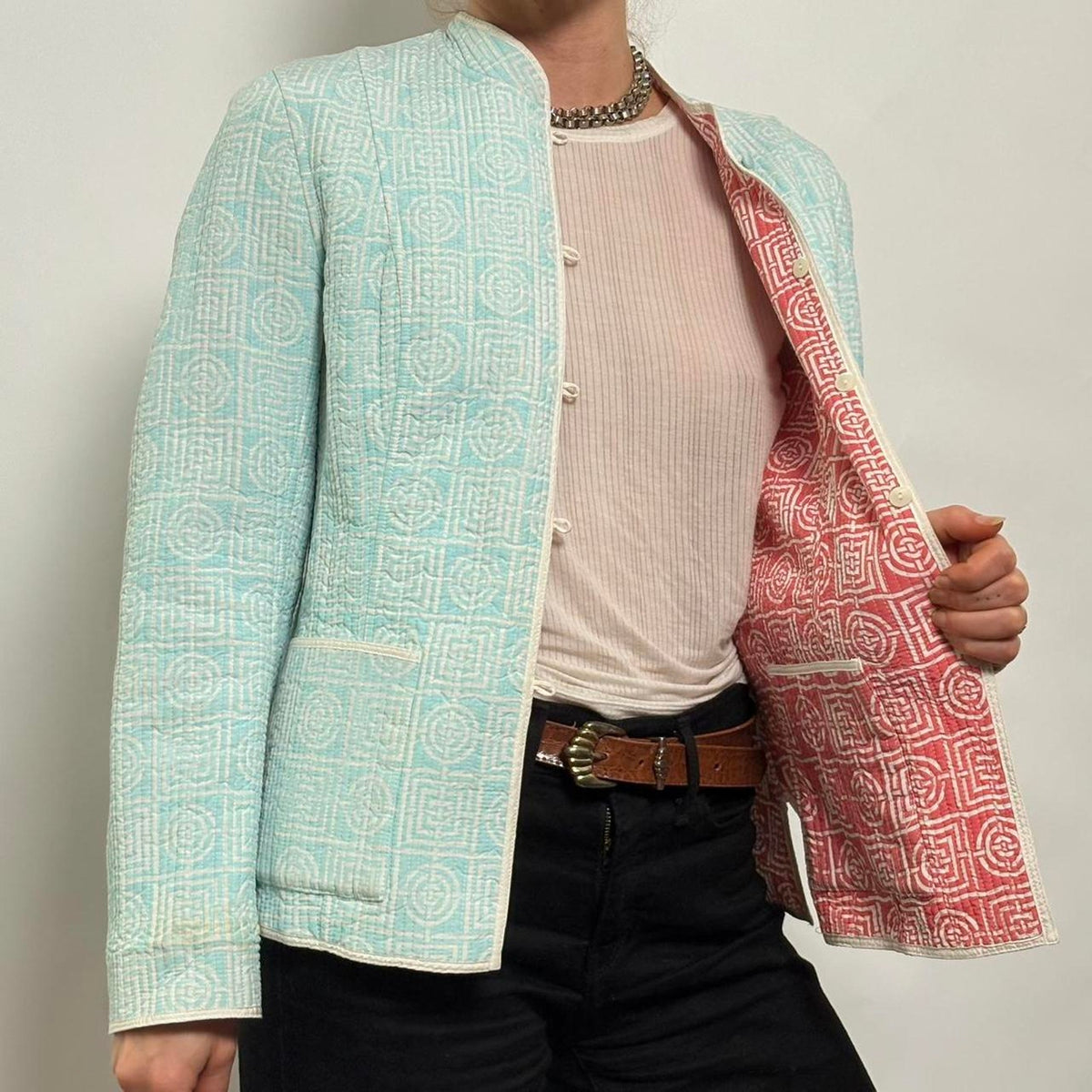 Reversible Light Blue & Pink Quilted Jacket- size small