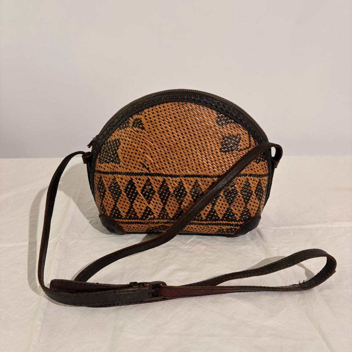 Vintage Trontieres Floral Leather Crossbody - Made in Indonesia