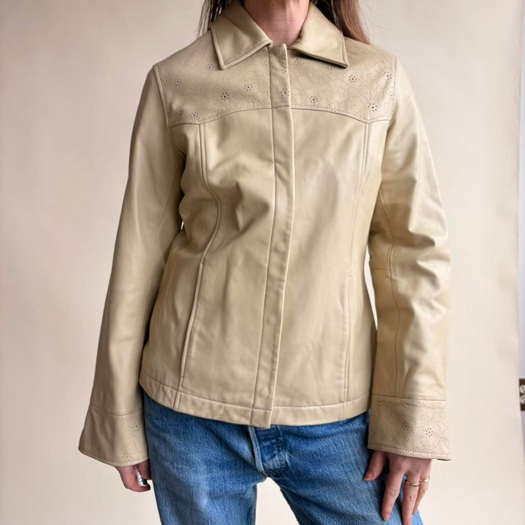 Pamala McCoy Cream Leather Jacket - NWT, Size XS