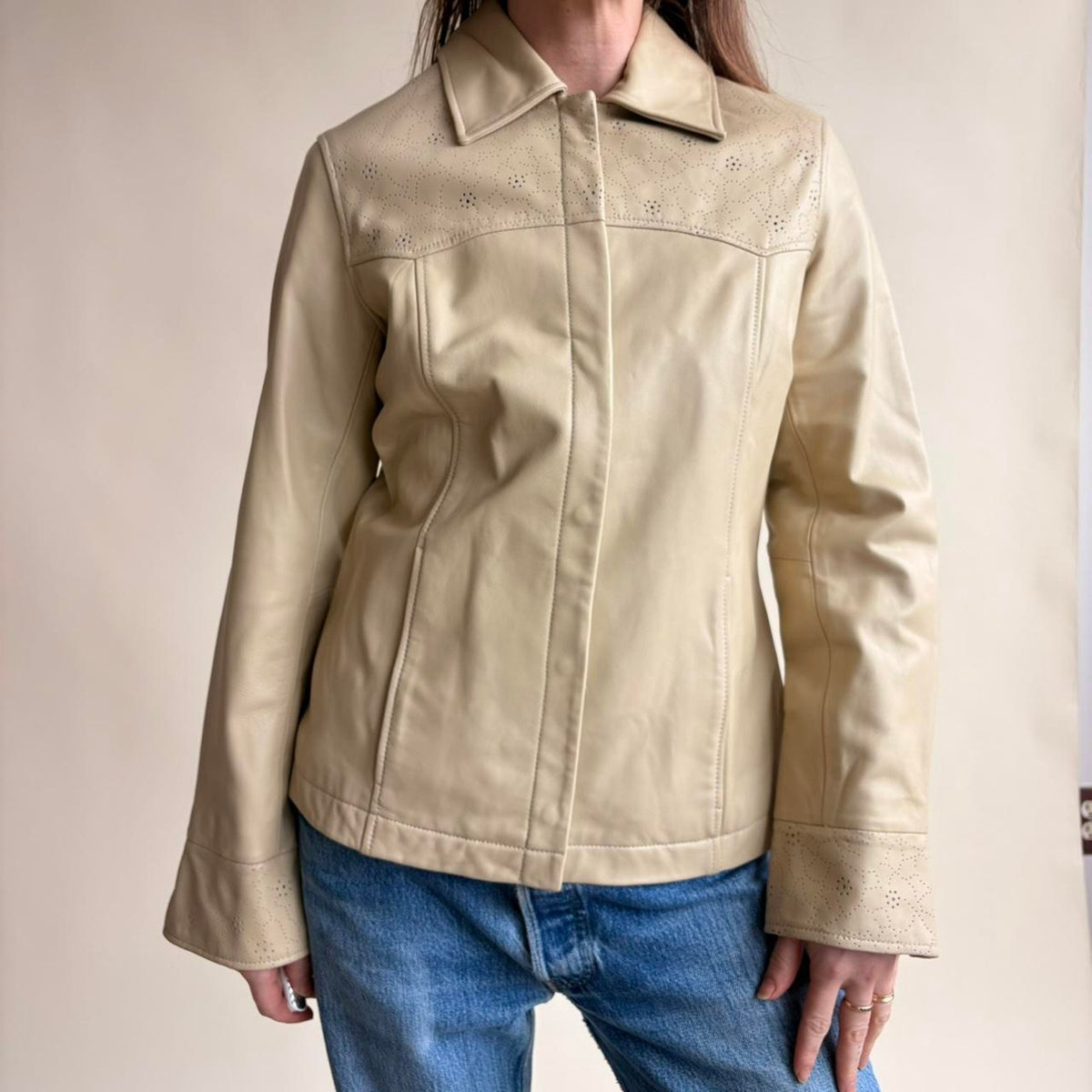 Pamala McCoy Cream Leather Jacket - NWT, Size XS