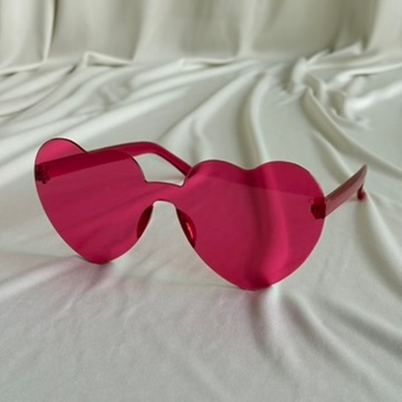 Pink Heart-Shaped Sunglasses - Plastic, Y2K Style