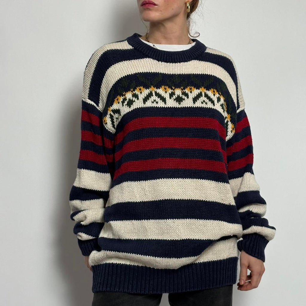 Vintage American Eagle Fair Isle Sweater | Patriotic Stripes