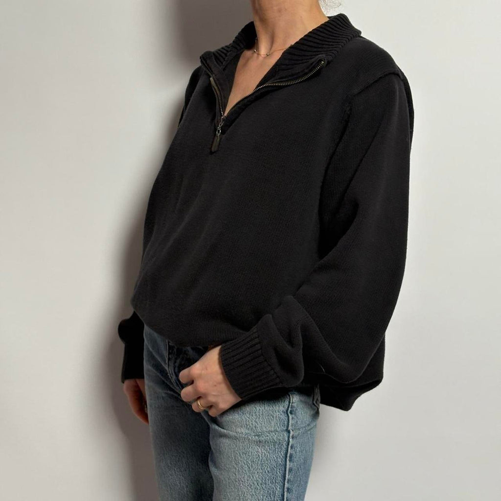 Vintage llbean black quarter zip