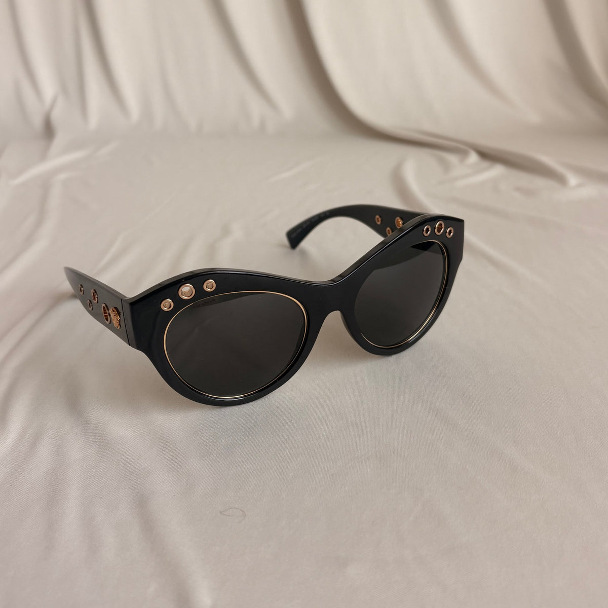 Versace Rock Ring Cat-Eye Sunglasses - VE4320, Black, Brand New