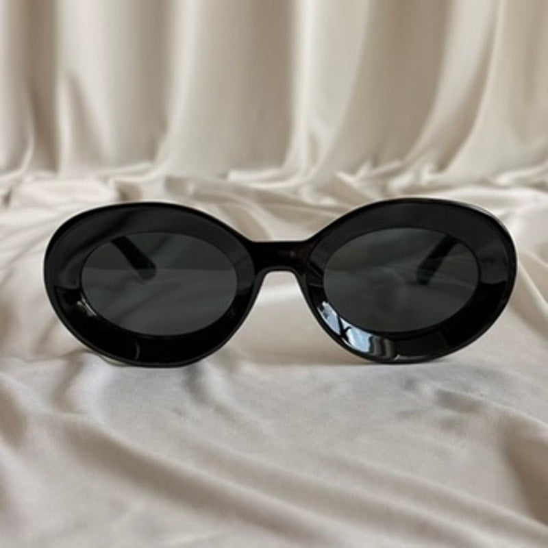 Chunky Oval Sunglasses - Black Frame & Lenses, UV400
