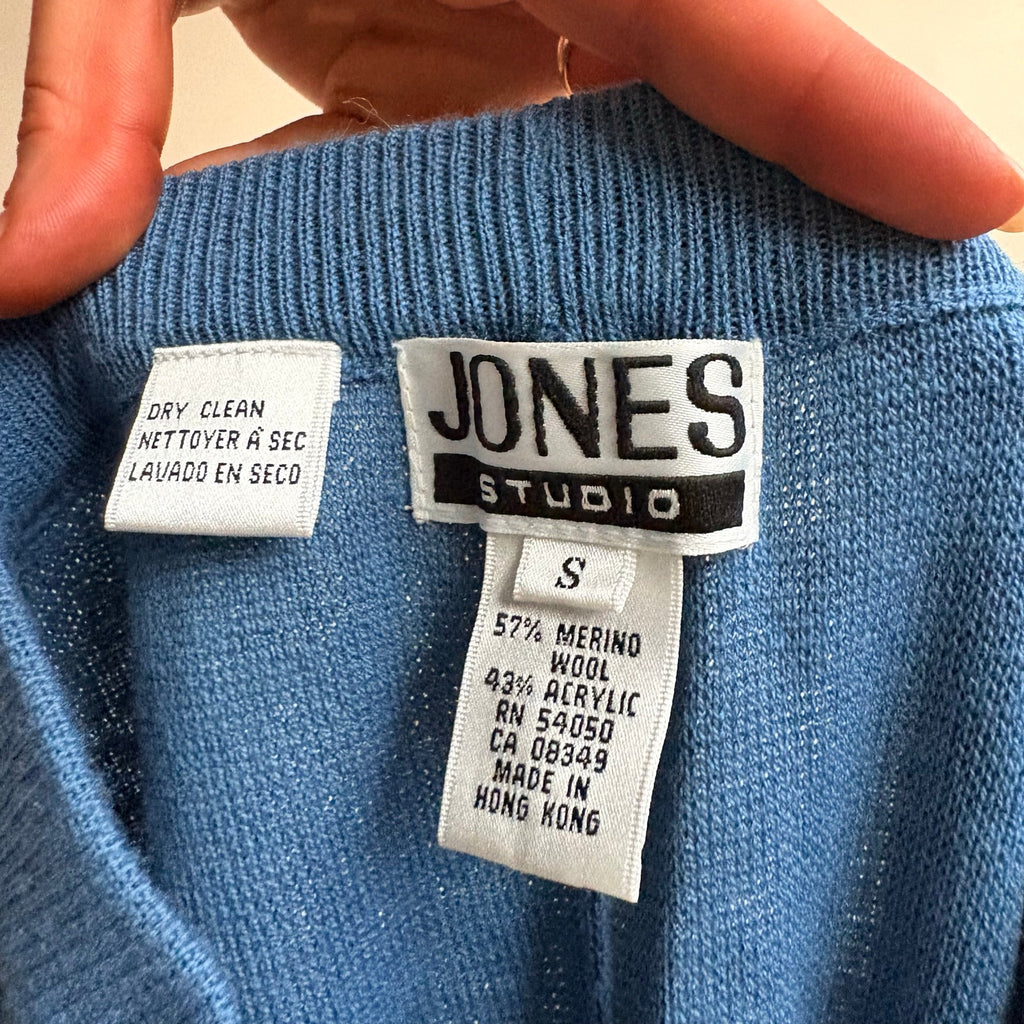 Jones Studio Dusty Blue Knit Wide Leg Pants - Soft Wool, Size Small