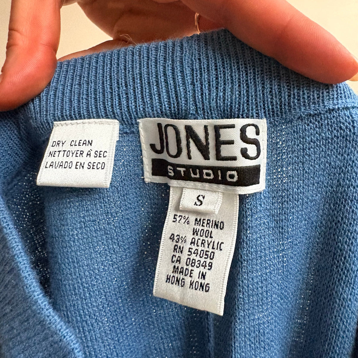 Jones Studio Dusty Blue Knit Wide Leg Pants - Soft Wool, Size Small