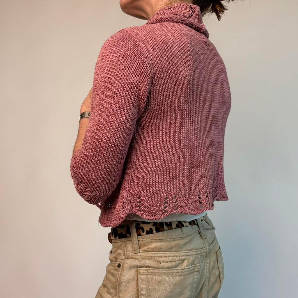 Vintage KIS Pink Cropped Cardigan - Size Large (Fits Small)