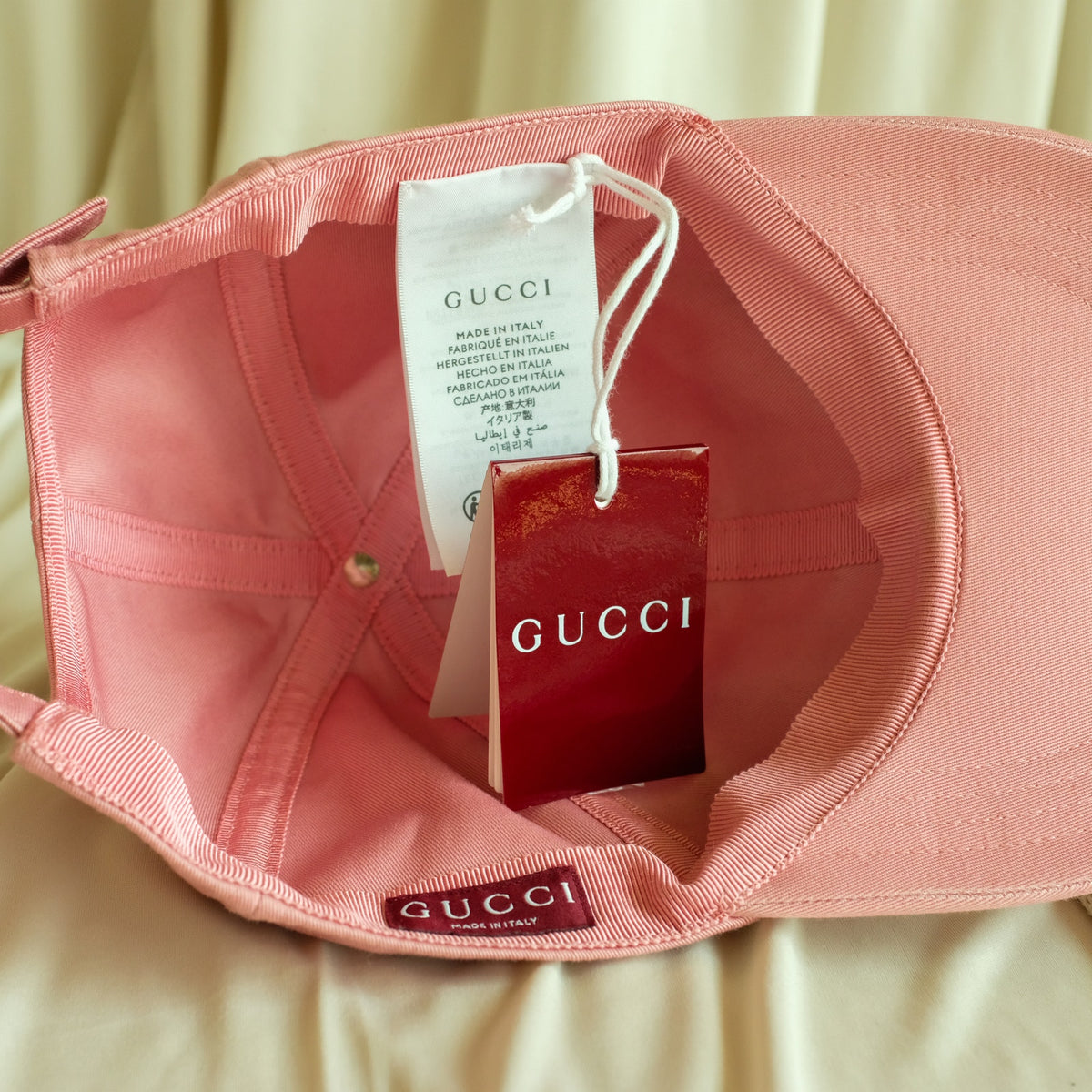 Gucci Star Embroidery Baseball Hat - Pink Canvas