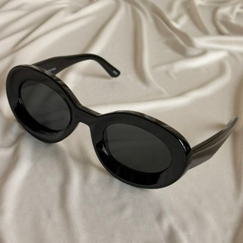 Chunky Oval Sunglasses - Black Frame & Lenses, UV400