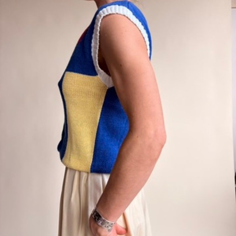 Eagles Eye Patchwork Sleeveless Cardigan - Size 34 (Fits Small)