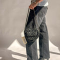 Valentino Orlandi Black Quilted Heart Crossbody Bag, NWT