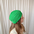 Green Pleated Turban Headband - Vibrant, Vintage