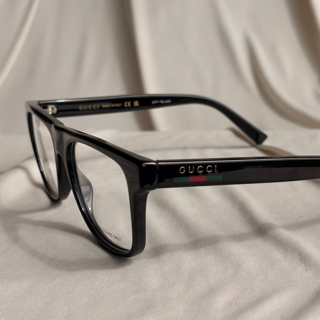 Gucci Black Square Eyeglasses - GG1117O - Red & Green Web, NIB