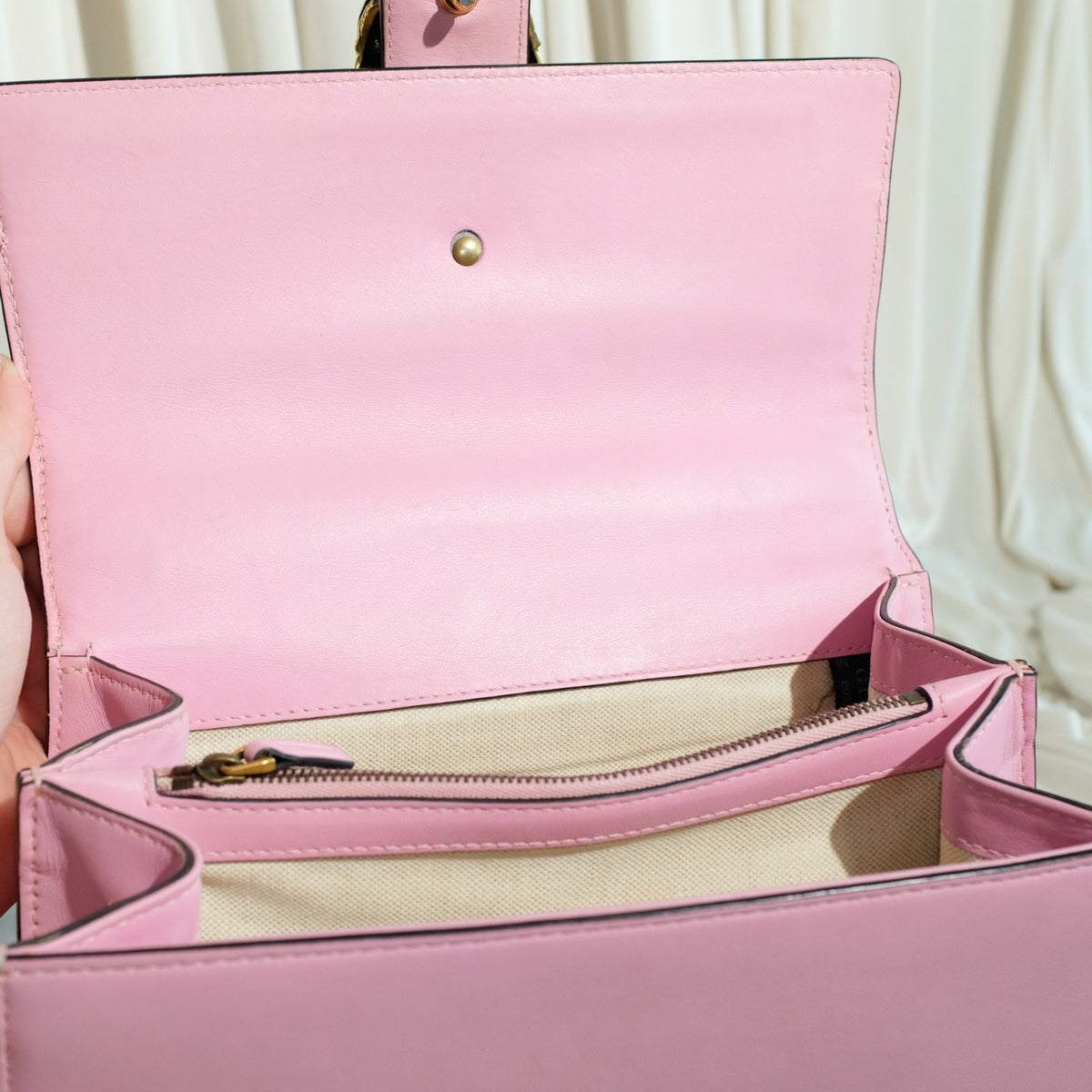Gucci Dionysus Bamboo Medium Top Handle Bag Pink Leather Sylvie Web Strap