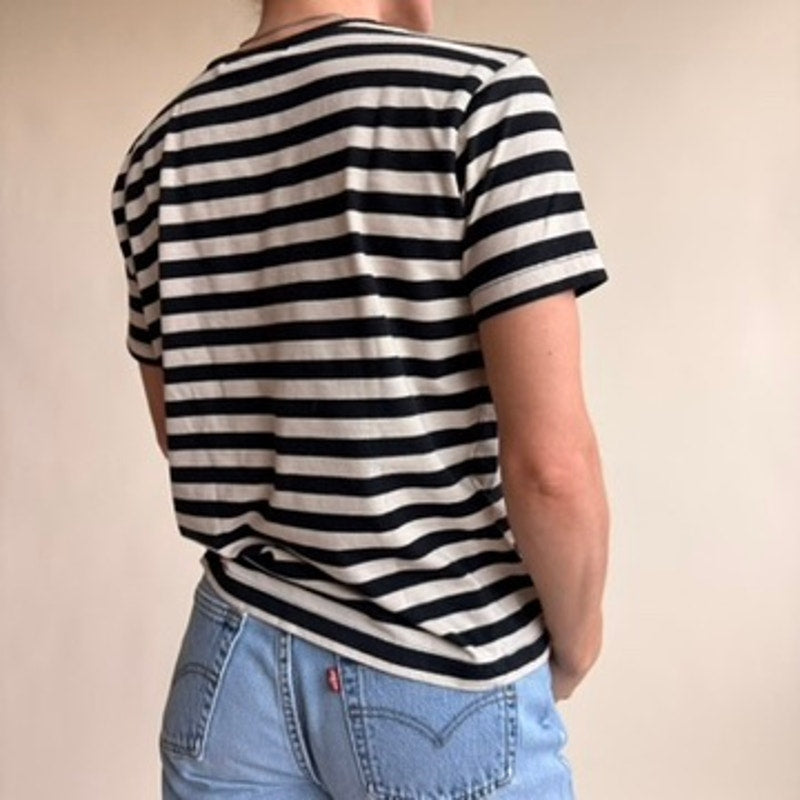 Westport LTD. Striped T-Shirt - Black & Cream, Soft Cotton Blend, Size Medium