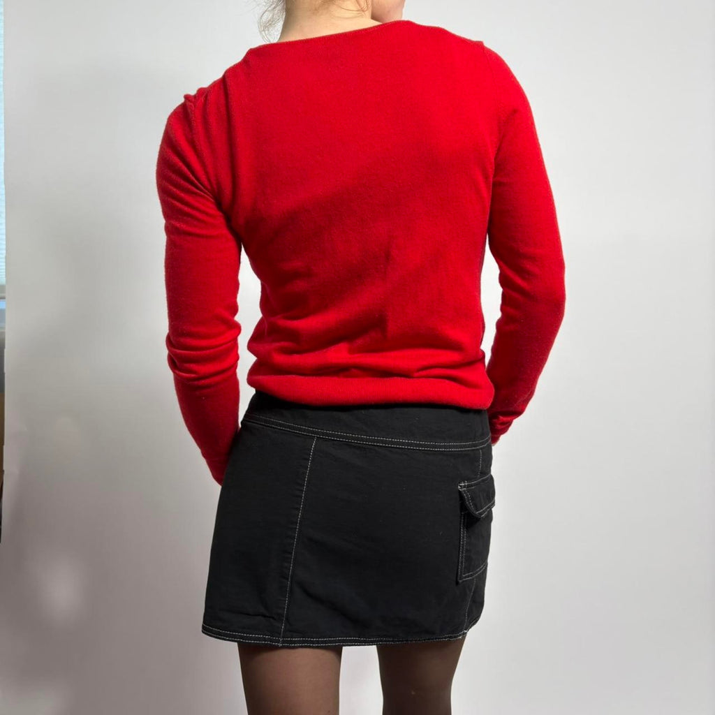 Banana Republic Red Crewneck Cardigan - Size Small