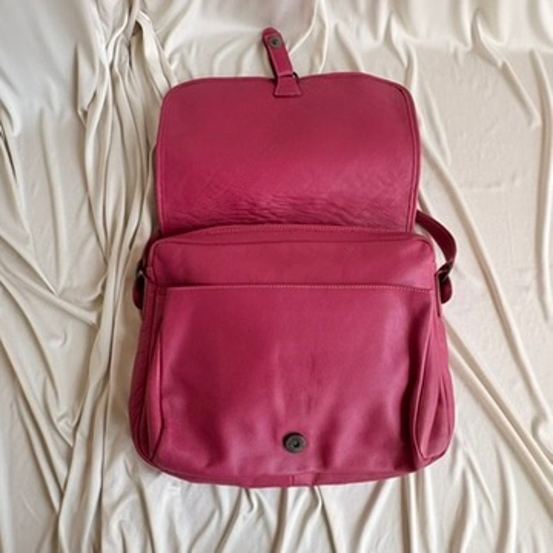 Charles Klein Woven Leather Crossbody - Fuchsia Base, Made in Italy