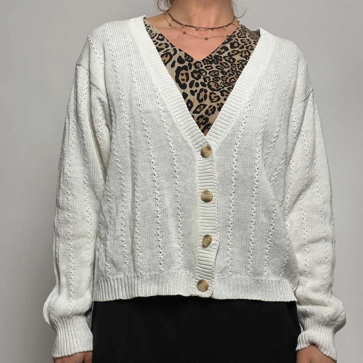 Vintage Neil Flowers by J.G. Hook White  Cardigan - Medium