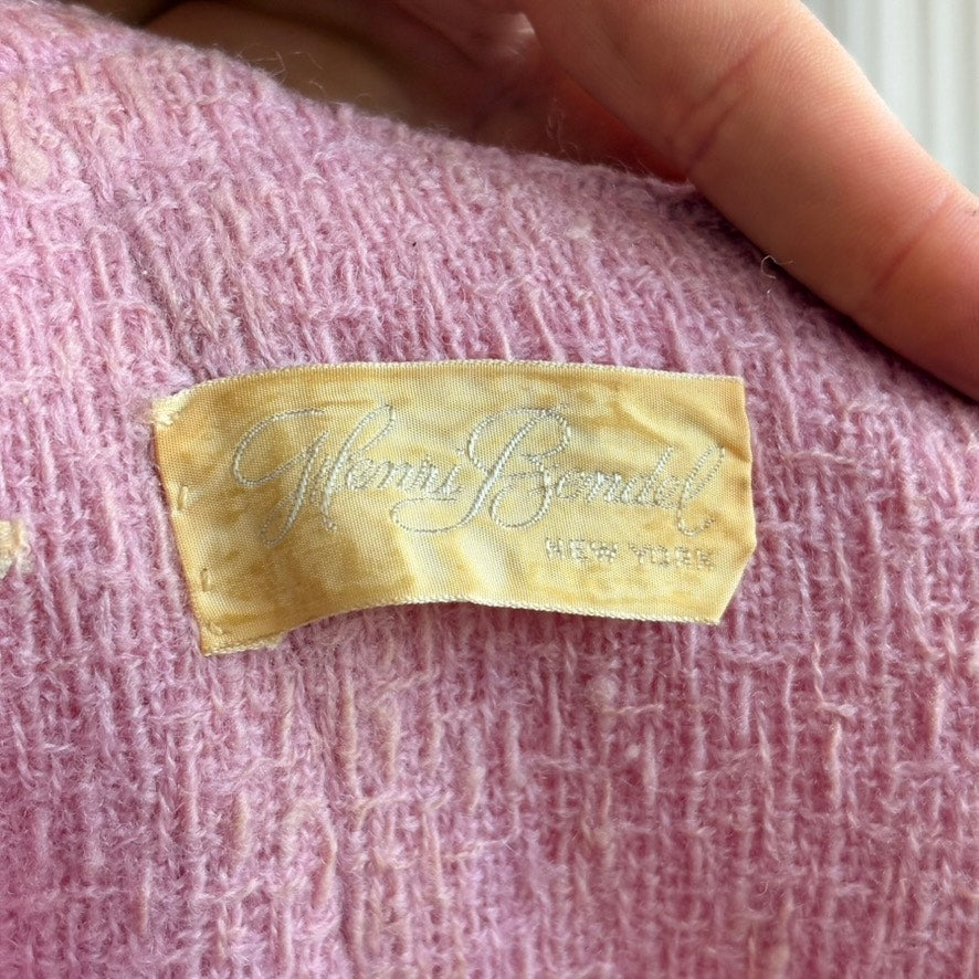 Henri Bendel Pink Knit Shift Dress - Textured Knit, 50s/60s, Fits M