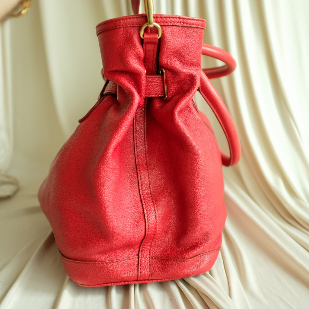 Burberry Red Leather Hobo - Gold Hardware, Crossbody, Made in Italy