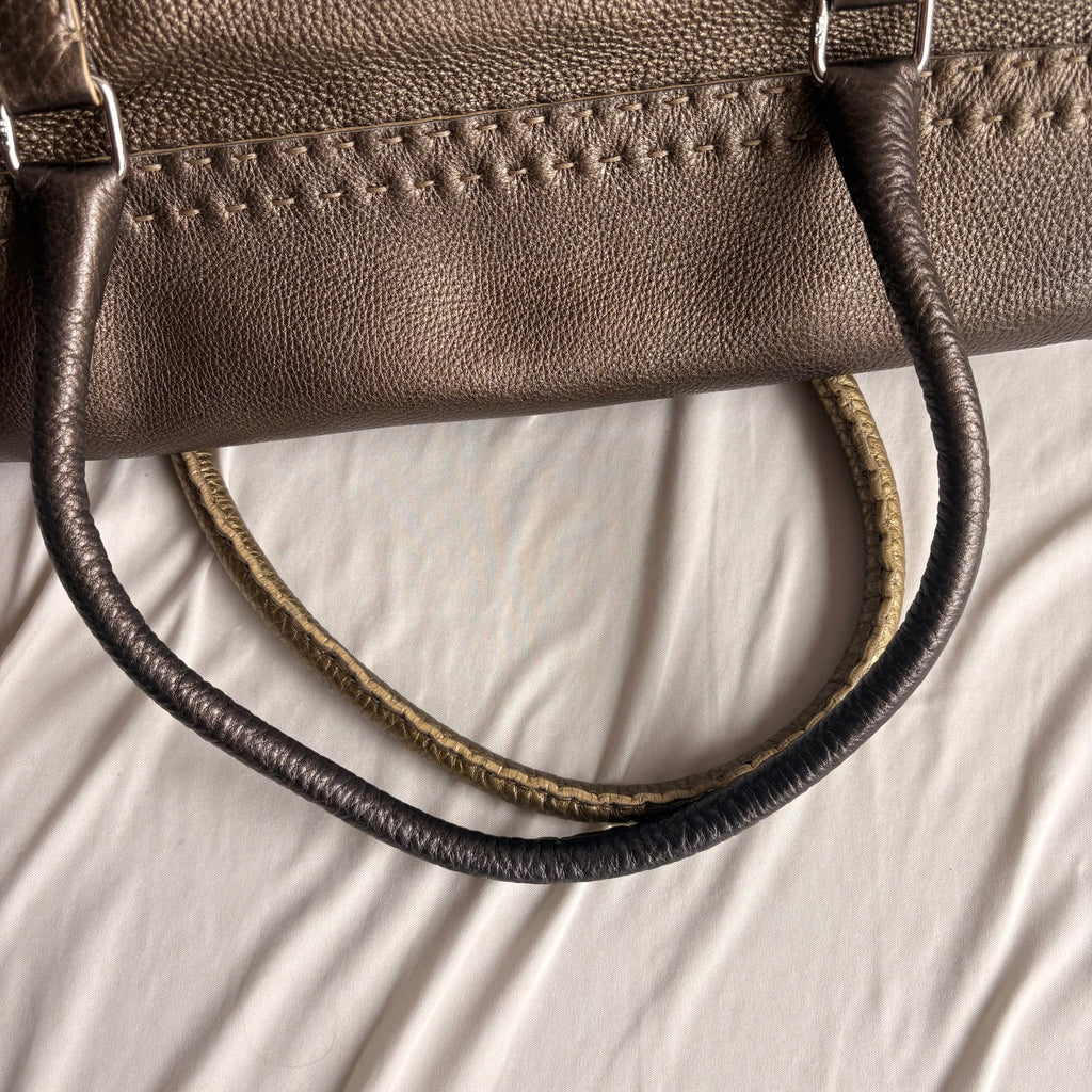 Fendi Selleria "Linda" Metallic Bronze/Pewter Leather Bag - 2006 Collection