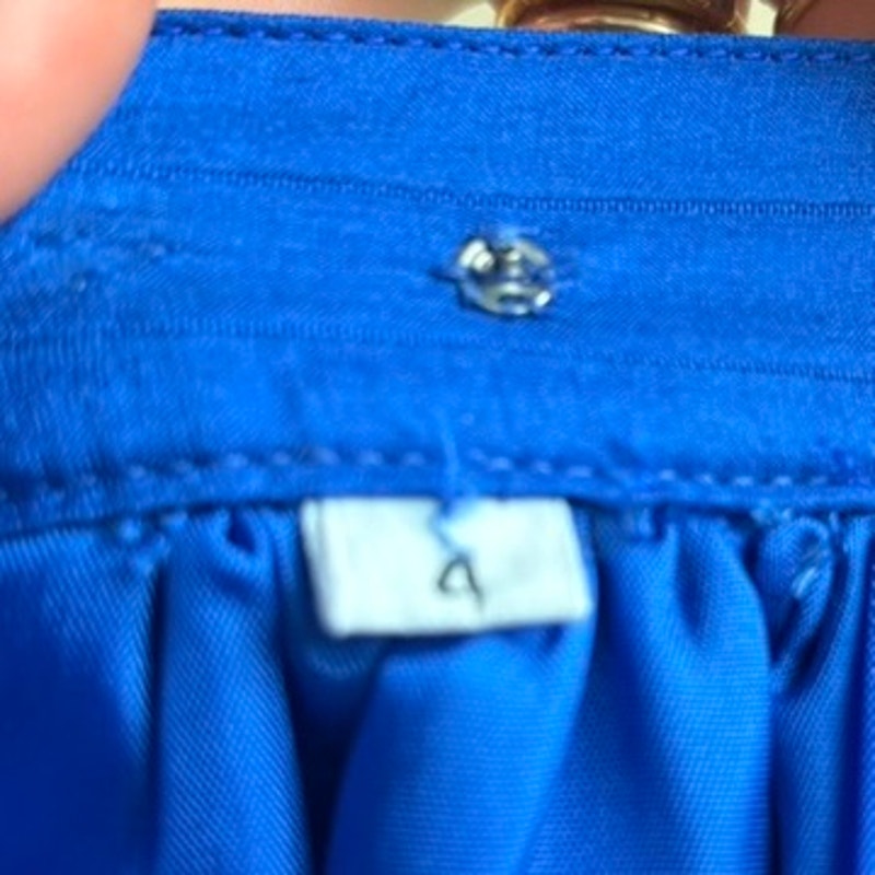 Cobalt Blue Quilted Silk Skirt - Vertical Stitching, 80s Vintage, Size 4