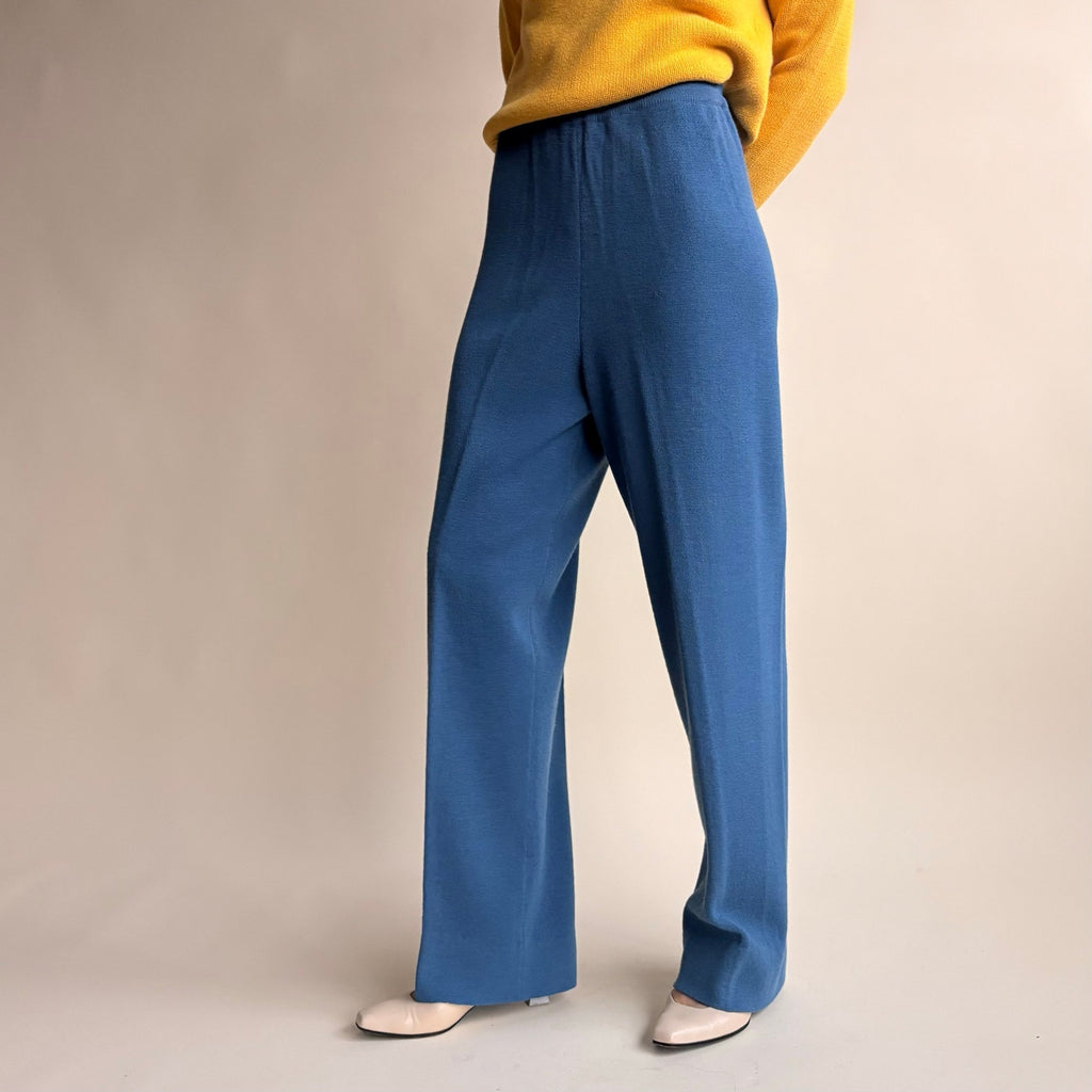 Jones Studio Dusty Blue Knit Wide Leg Pants - Soft Wool, Size Small