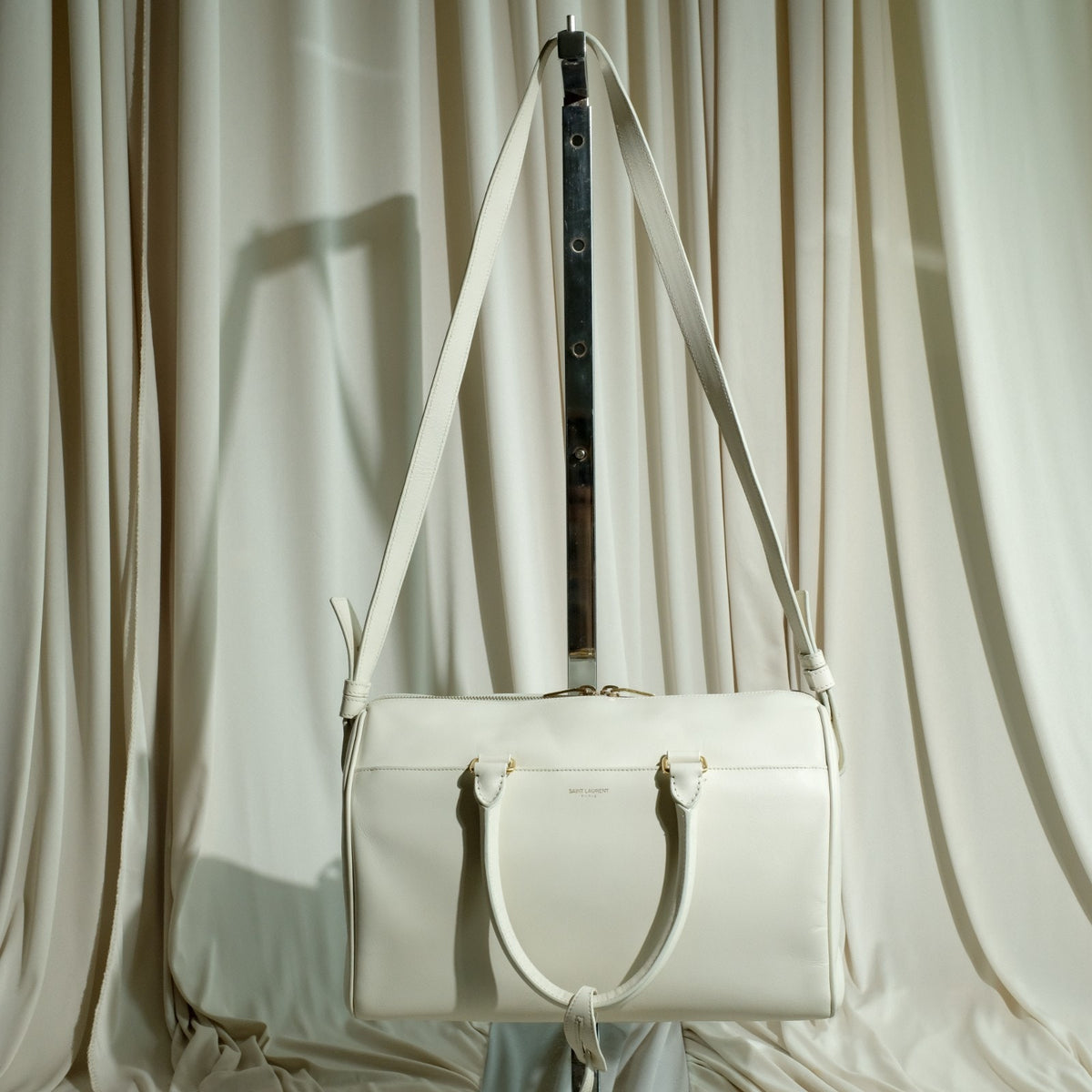 Saint Laurent (YSL) Classic Duffle 6 – White Calf Leather Handbag