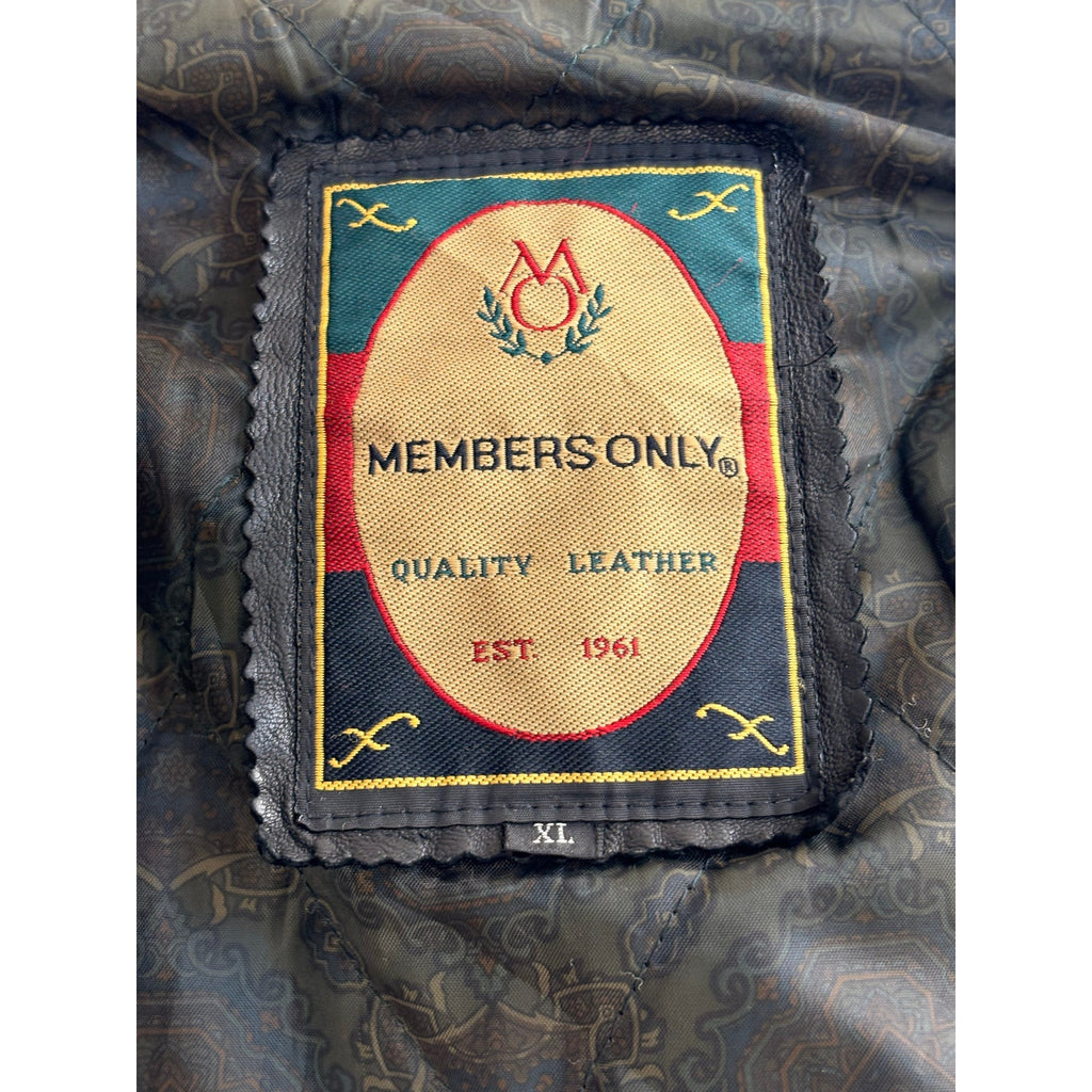 Vintage 1980s Members Only Black Leather Bomber Jacket