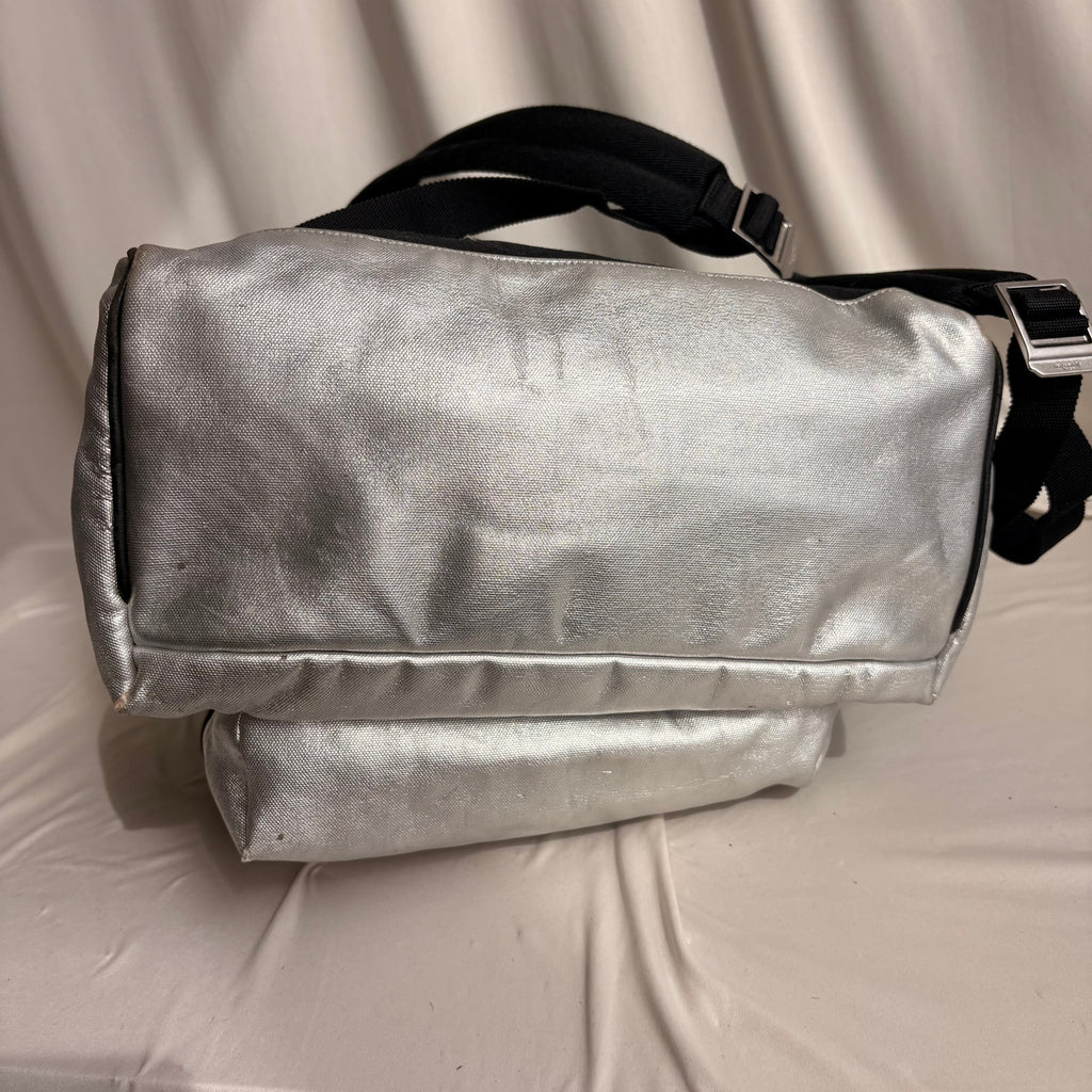 Saint Laurent Silver Metallic Leather City Backpack, 2017