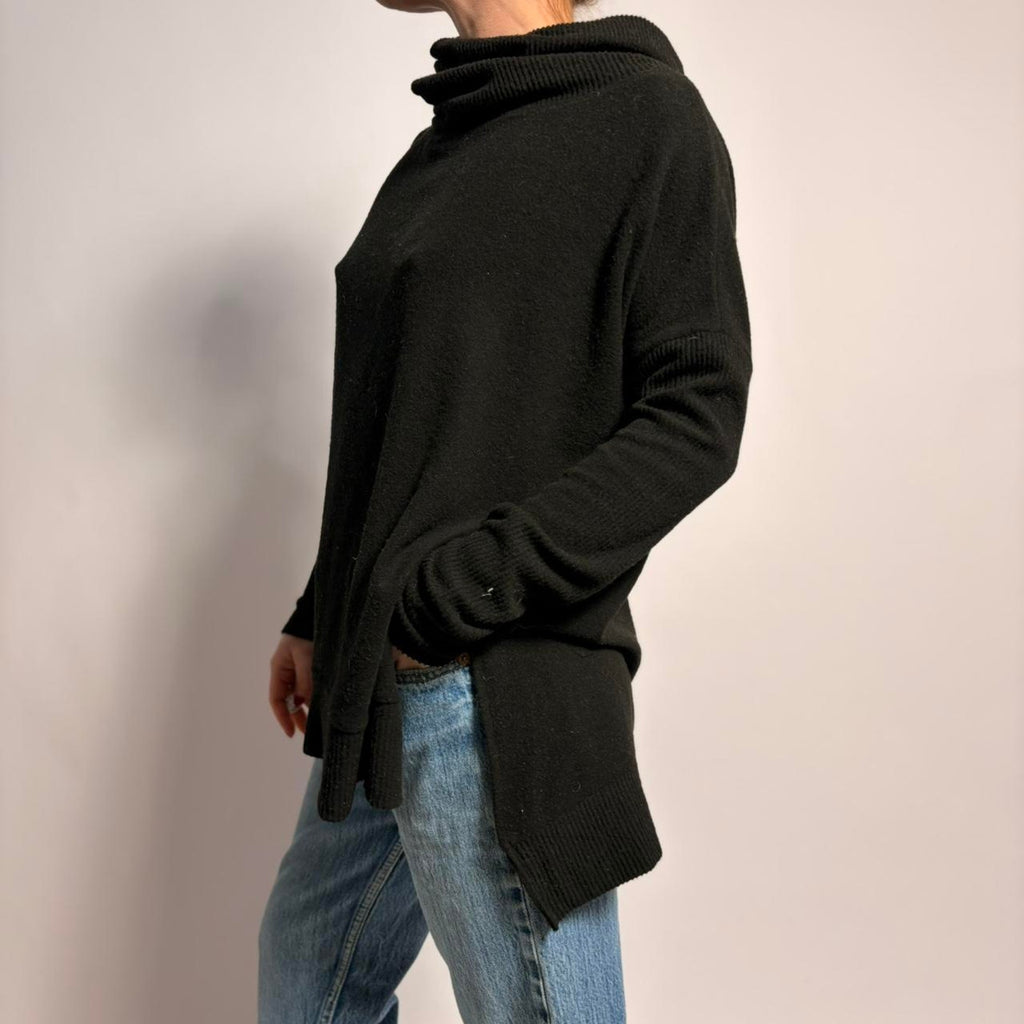 Sweet Romeo Black Cowl Neck Sweater - Oversized, Size Medium