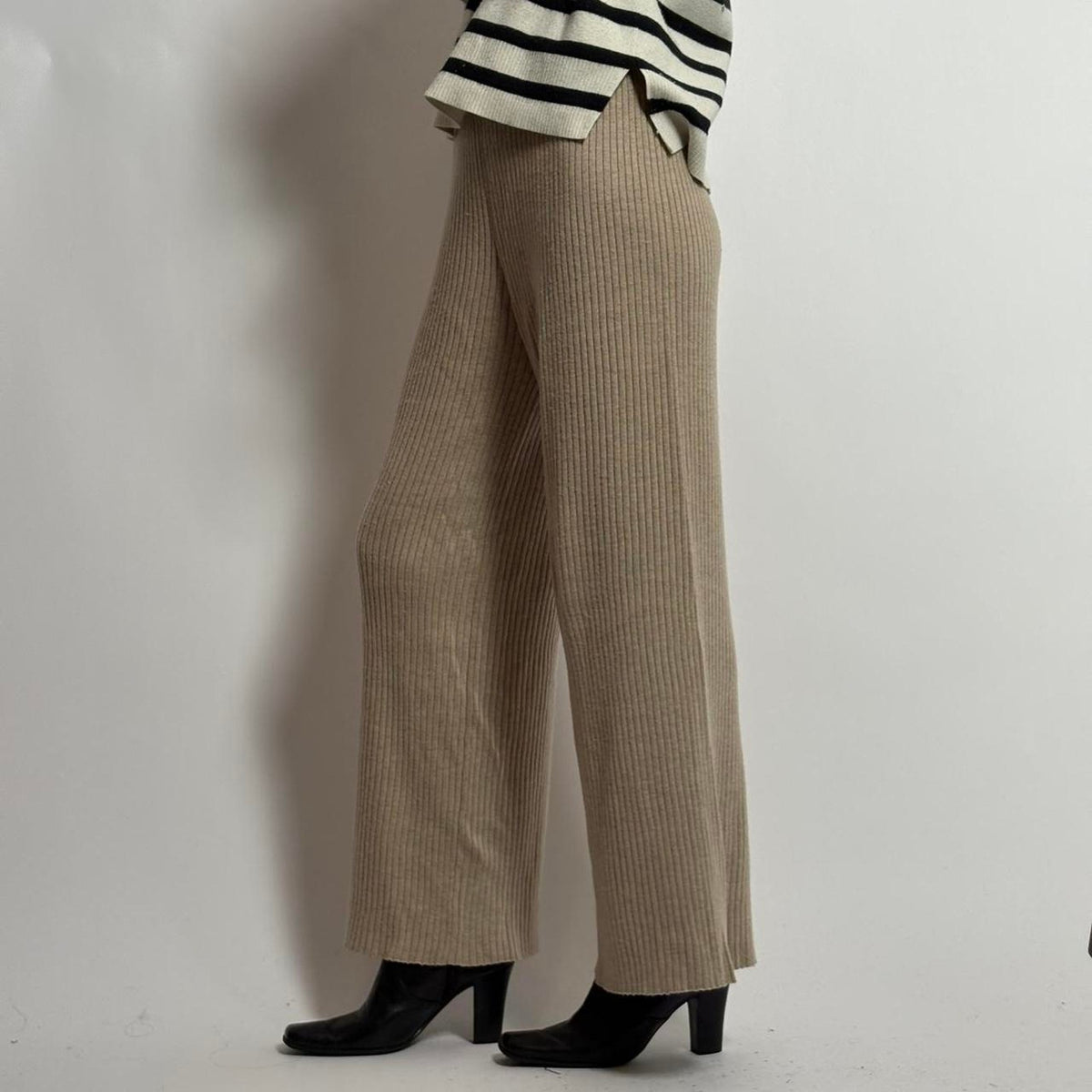 The Drop Tan Knit Wide Leg Lounge Pants | S