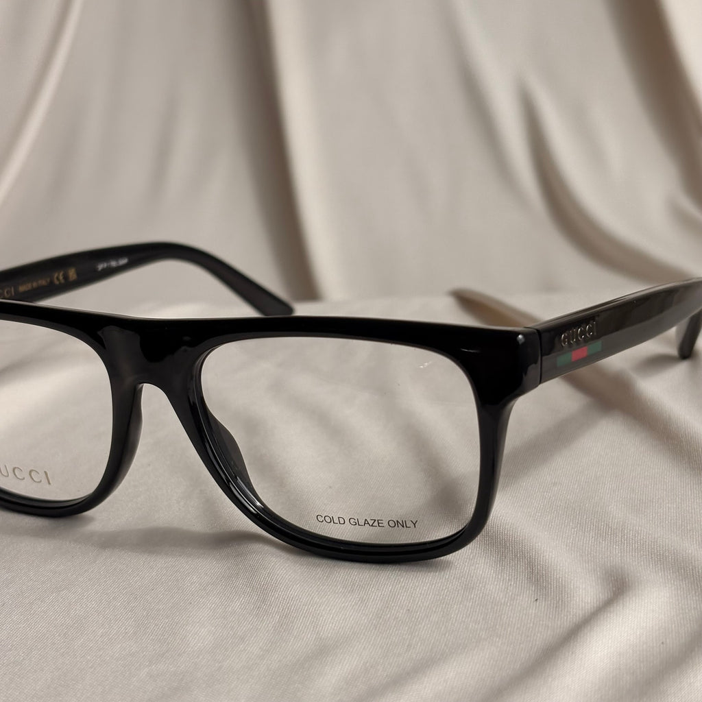 Gucci Black Square Eyeglasses - GG1117O - Red & Green Web, NIB