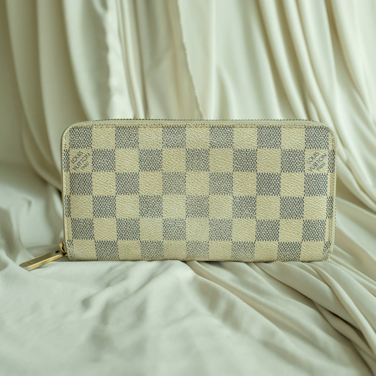 Louis Vuitton Damier Azur Zippy Wallet - Canvas, Date Code CA4018