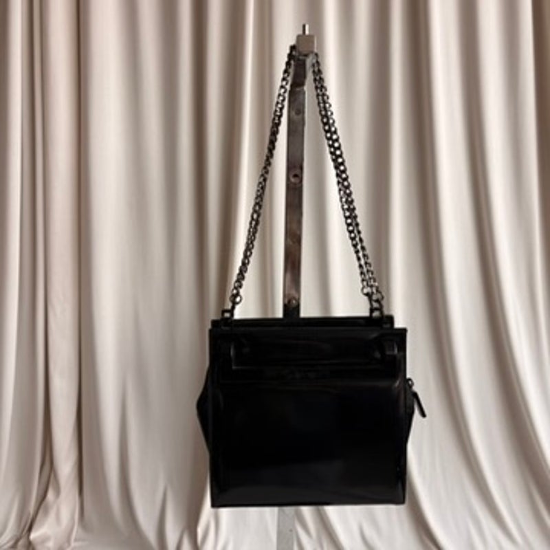 Vintage Gucci Tom Ford Era Black Patent Leather Chain Tote