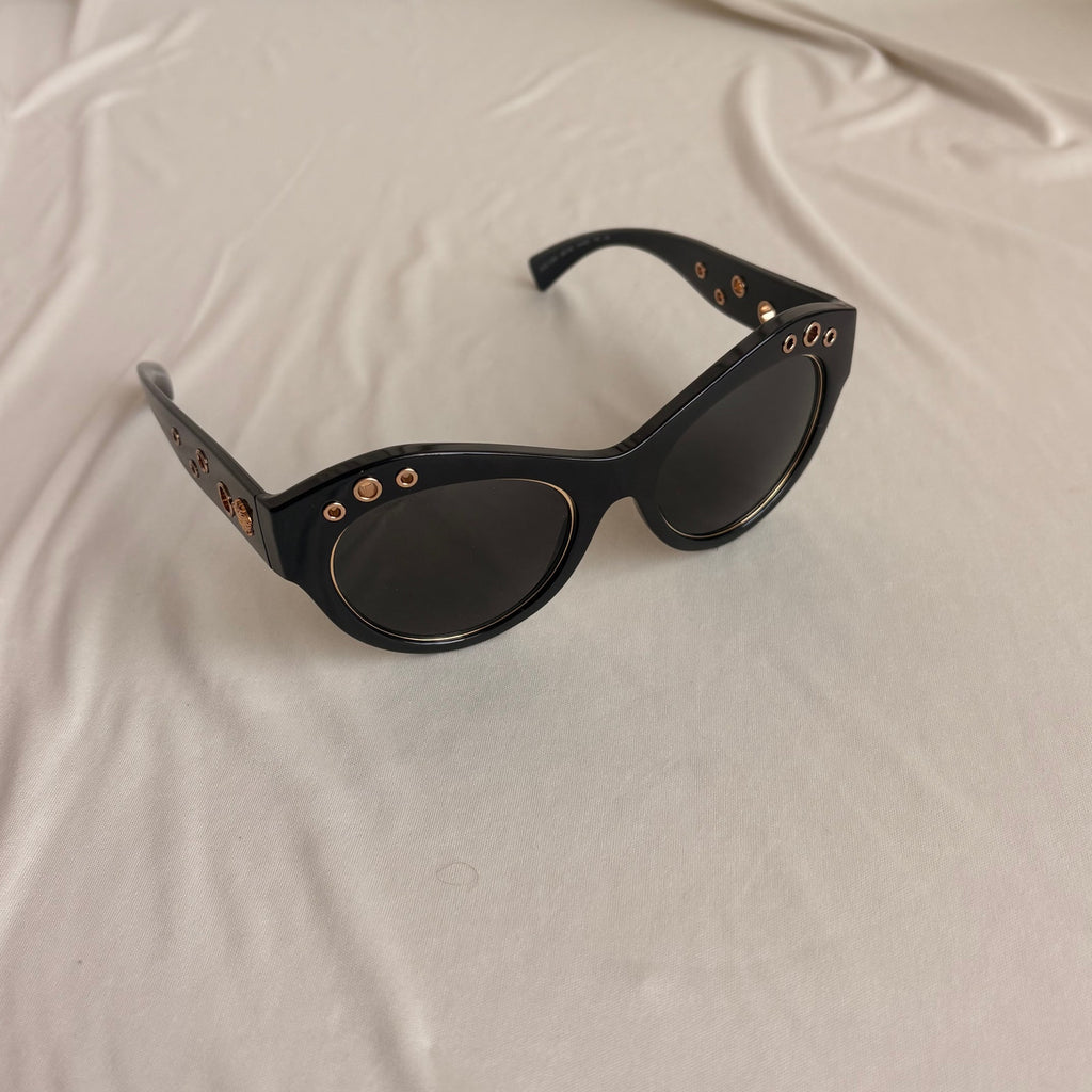 Versace Rock Ring Cat-Eye Sunglasses - VE4320, Black, Brand New