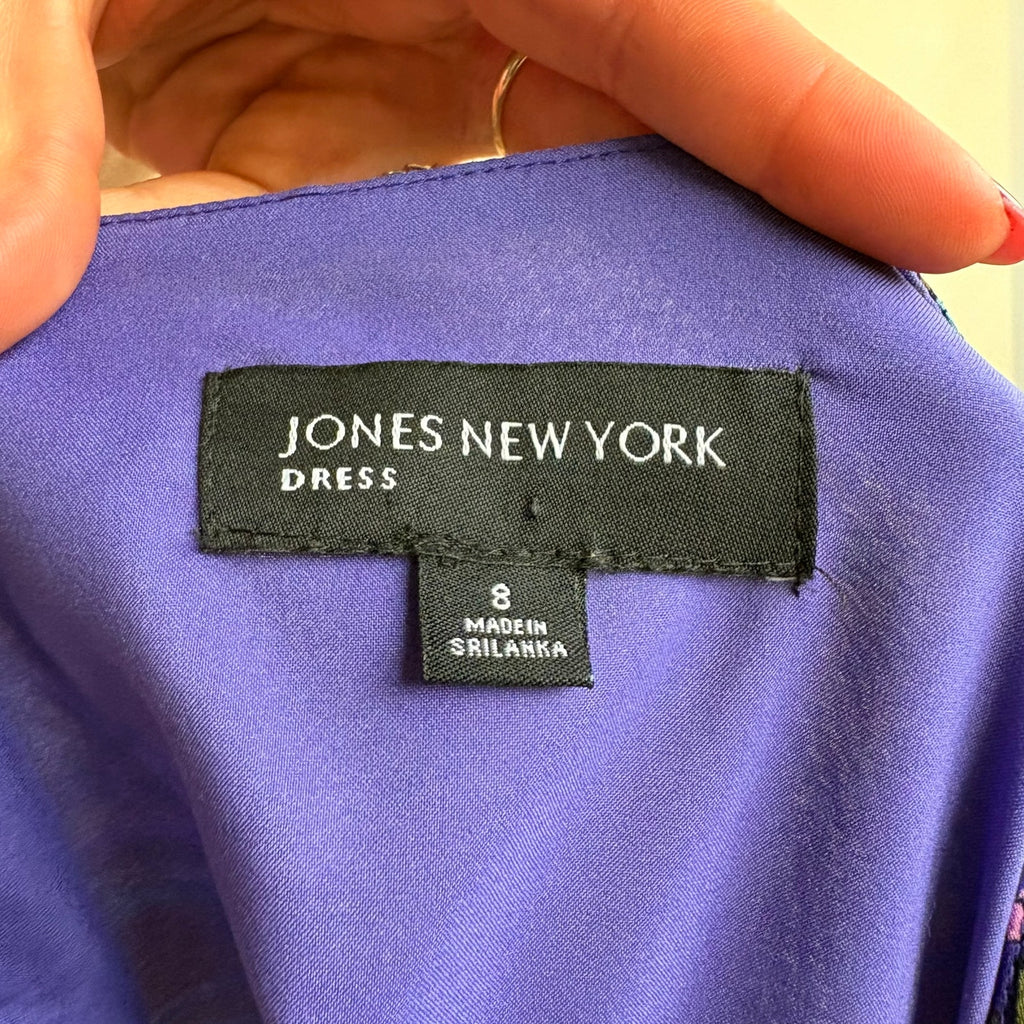 Jones New York Purple Paisley Maxi Dress - Boho, V-Neck, Size 8