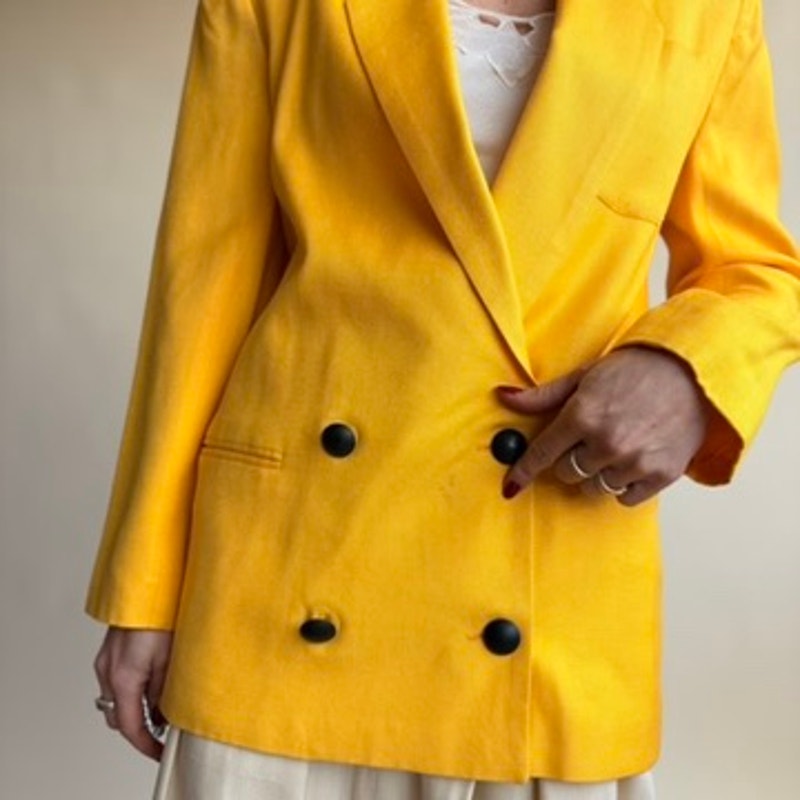 Collections by Michelle Stuart Yellow Blazer - Double-Breasted, 80s Vintage, Size 4