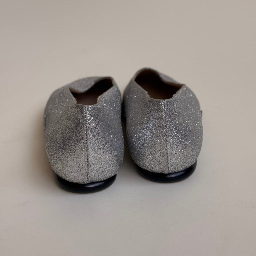 d'Ro-Too Silver Glitter Ballet Flats - Mid-Century Glam, Made in Italy, Size 7.5