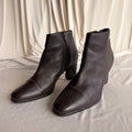Vintage Brown Aerosoles Round Toe Ankle Boots - Side Zip, 2.5" Heel
