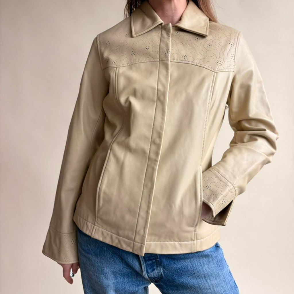 Pamala McCoy Cream Leather Jacket - NWT, Size XS