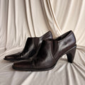 Vintage Stuart Weitzman Brown Leather Ankle Booties - Curved Heel, 7.5