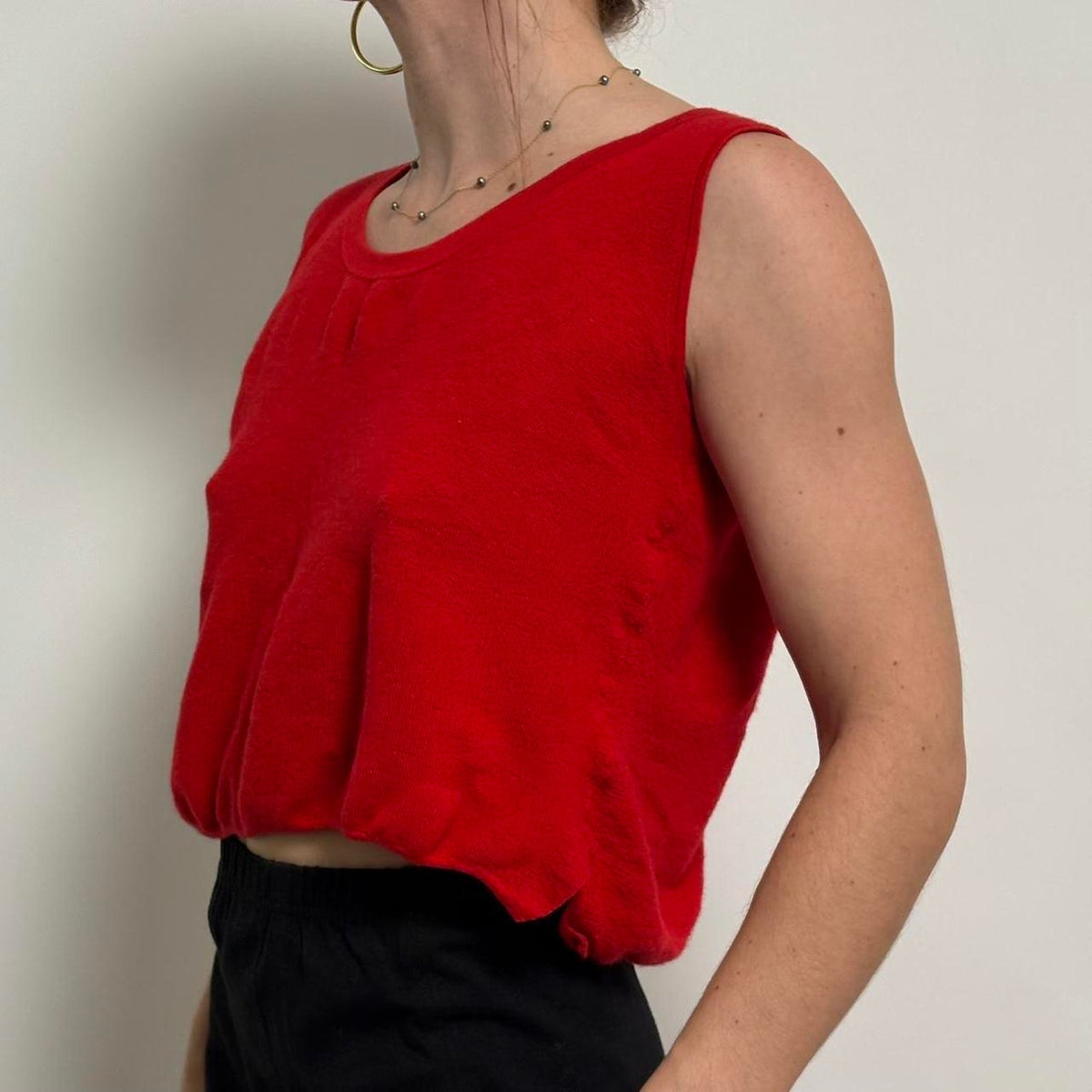 A.K.R.I.S Cropped Cashmere Tank ~ Cherry Red - Size 8
