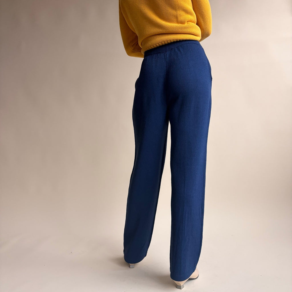 St. John Knits Royal Blue Pleated Knit Trousers - Classic Old Money Style, Size 4
