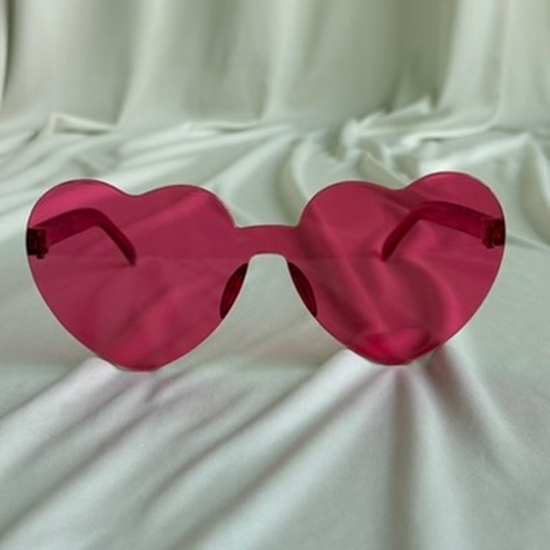 Pink Heart-Shaped Sunglasses - Plastic, Y2K Style
