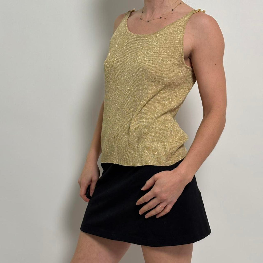 August Silk Natalie Top ~ Gold Knot & Chain - M