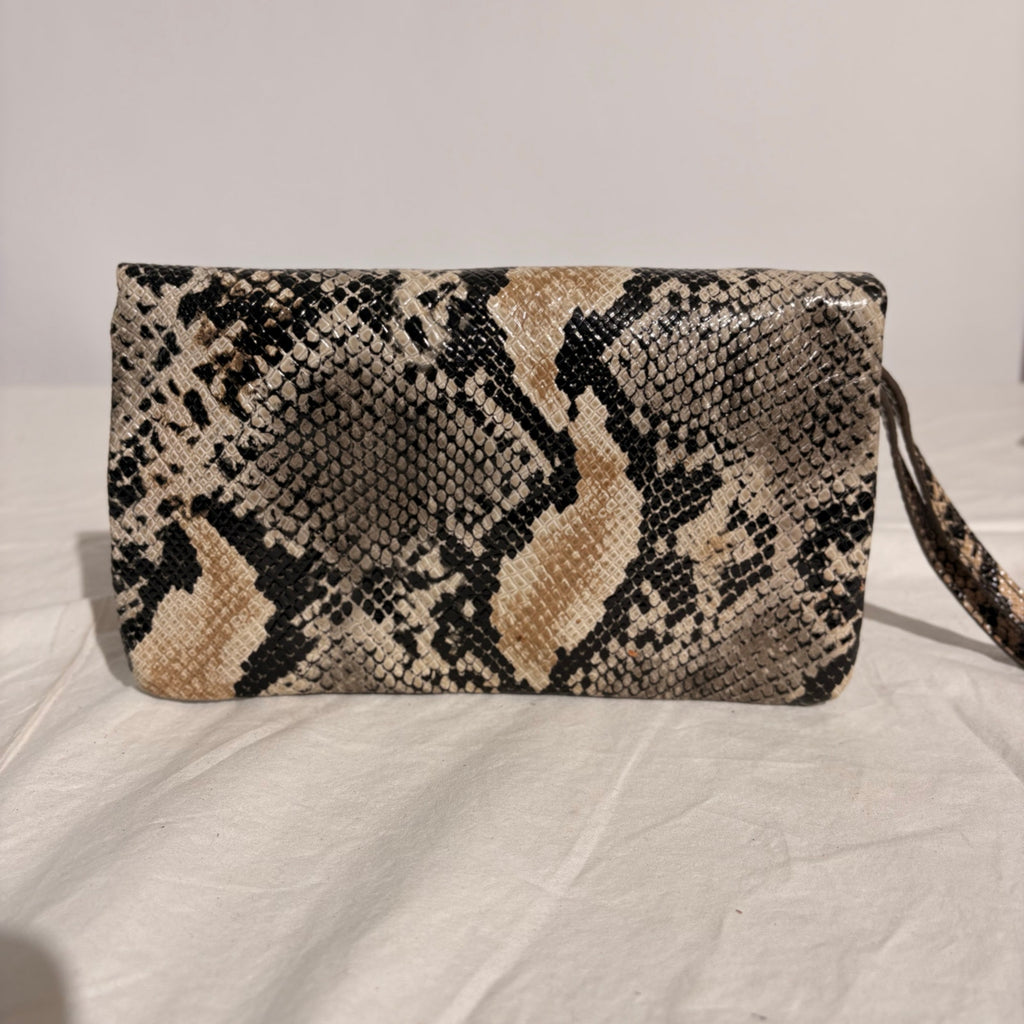 Nine West Snakeskin Print Clutch - Brown & Black